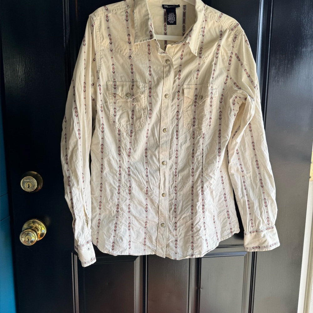Wrangler Cream And Red Patterned Button-Down Shirt - image 1